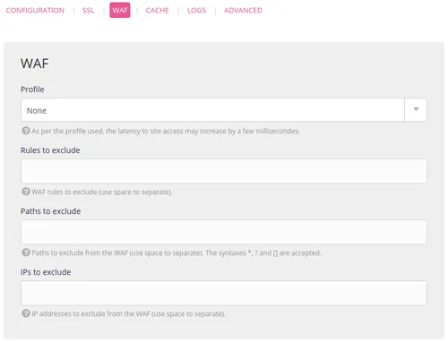 Configure the Web Application Direwall