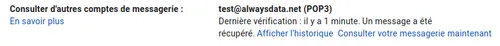 Gmail : créer un compte POP - résultat